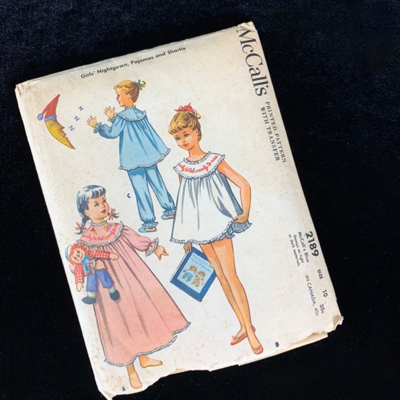 Uncut 1957 McCalls Pattern 2189 Girls 10 Nightgown Pajamas Baby Doll Shortie PJs - Picture 13 of 13